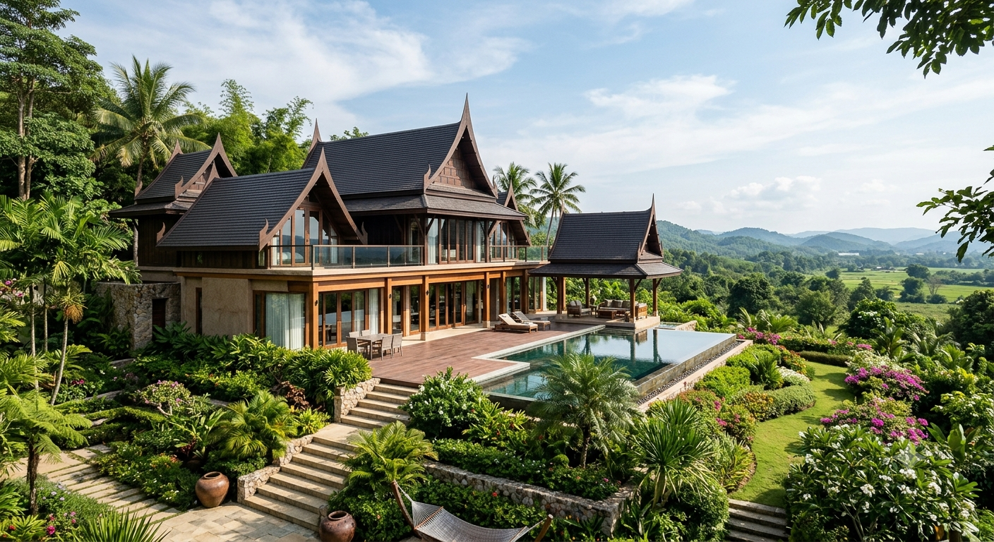Các mẫu nhà mái Thái phù hợp với diện tích đất nông thôn