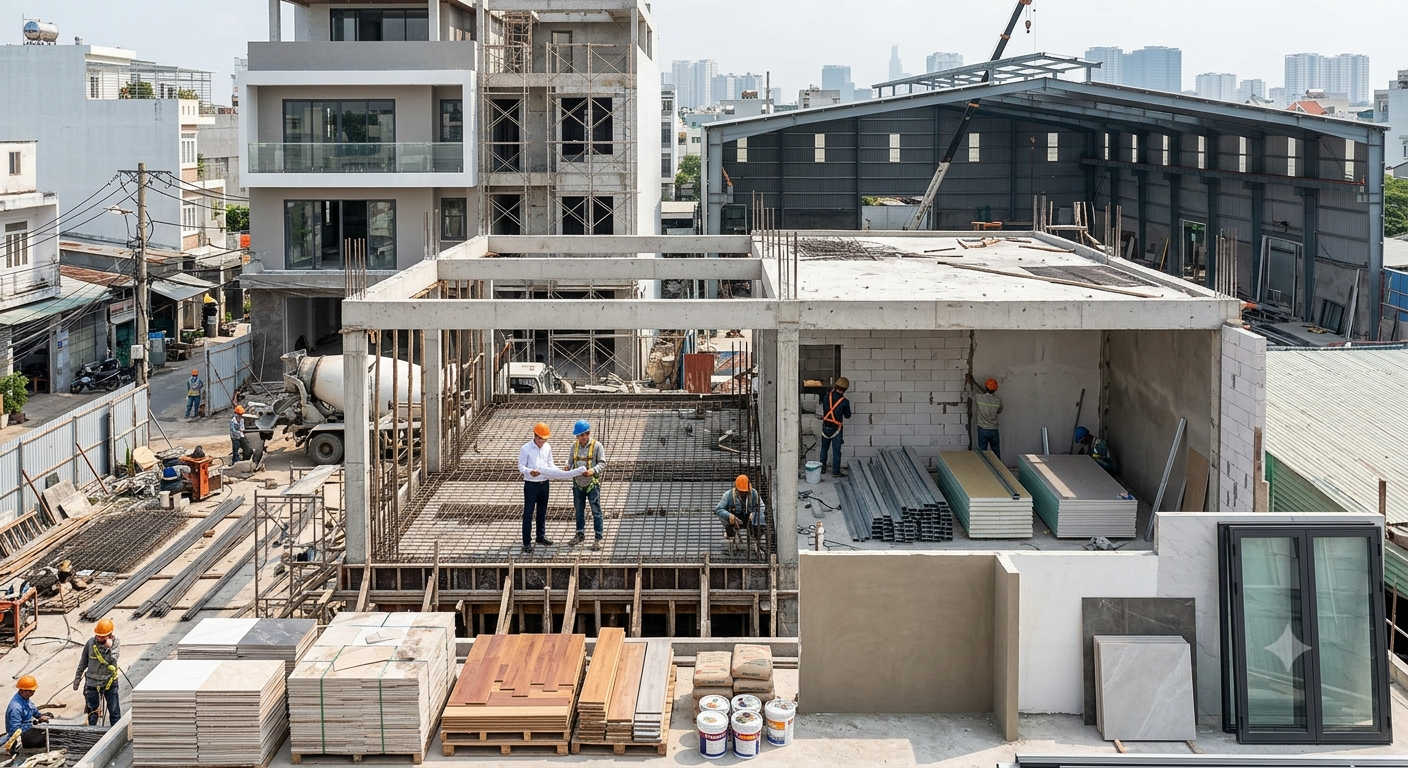 Giải pháp kết cấu và vật liệu hoàn thiện